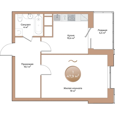 
  Продается 1-комн. квартира, 45.7 м², ЖК Небо над Енисеем
. Фото 3.