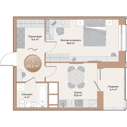 
  Продается 1-комн. квартира, 43 м², ЖК Небо над Енисеем
. Фото 1.
