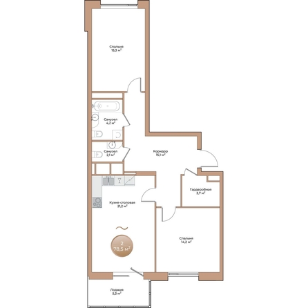 
  Продается 2-комн. квартира, 78.5 м², ЖК Небо над Енисеем
. Фото 1.