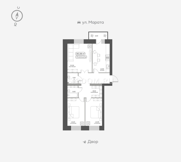 
  Продается 3-комн. квартира, 90.1 м², ЖК Сити-квартал Кецховели, дом 1
. Фото 1.