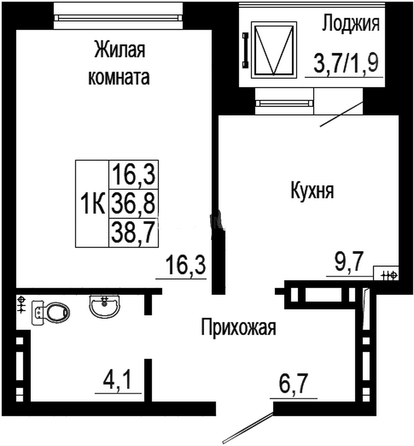 
  Продается 1-комн. квартира, 38.7 м², ЖК Подзолкова, дом 19
. Фото 2.