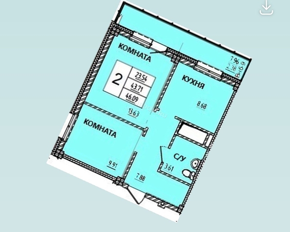 
  Продам 2-комн. квартиру, 46.24 м², ЖК Дом на Светлова
. Фото 1.