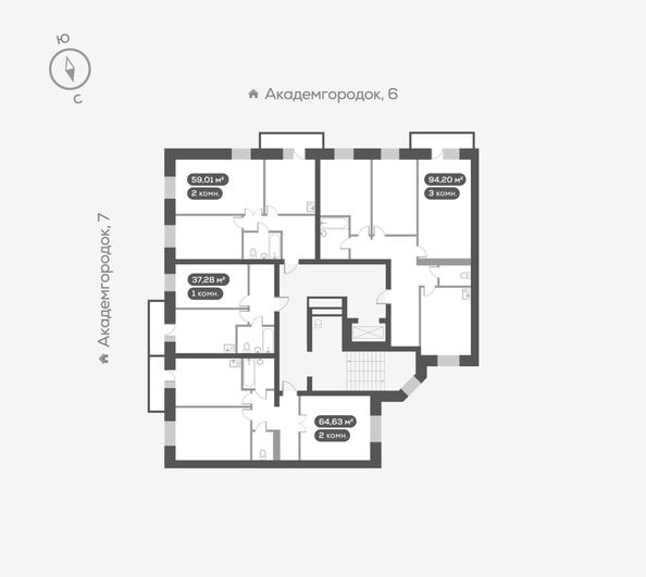 
  Продается 2-комн. квартира, 59.01 м², ЖК Академгородок, дом 5
. Фото 5.