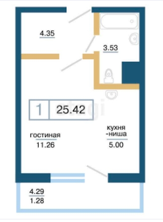 
  Продается студия, 25.42 м², ЖК Нанжуль-Солнечный, дом 11
. Фото 1.