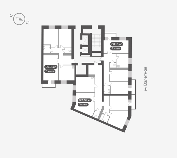
  Продается 3-комн. квартира, 88.12 м², ЖК На Взлетной, дом 1
. Фото 5.
