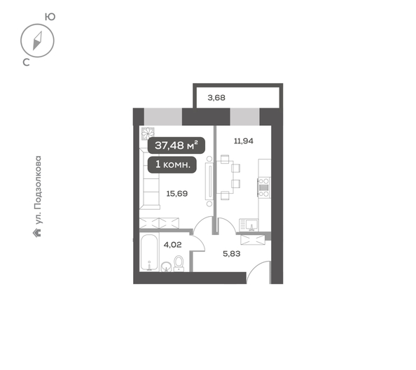 
  Продается 1-комн. квартира, 37.48 м², ЖК DAO (ДАО), дом 1
. Фото 6.