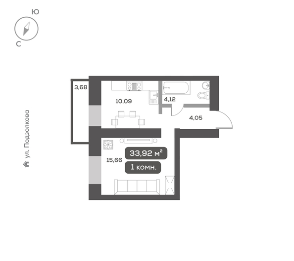
  Продается 1-комн. квартира, 33.92 м², ЖК DAO (ДАО), дом 1
. Фото 6.