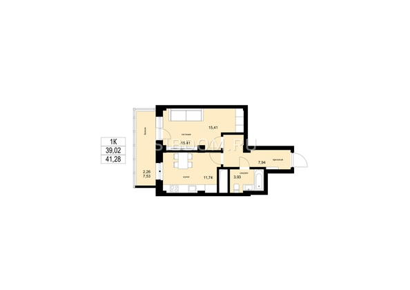 
  Продается 1-комн. квартира, 41.28 м², ЖК ЛЕТО, дом 1
. Фото 1.