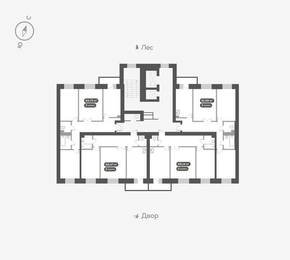 
  Продается 2-комн. квартира, 69.7 м², ЖК Академгородок, дом 7
. Фото 5.