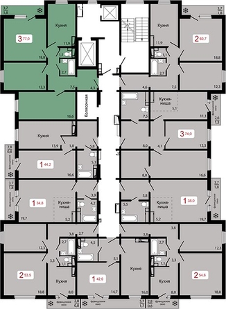 
  Продается 3-комн. квартира, 77.8 м², ЖК КБС. Классика, дом 2
. Фото 2.
