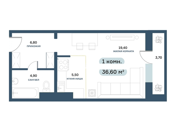 
  Продается студия, 36.9 м², ЖК Белый квартал на Спандаряна, 2
. Фото 1.