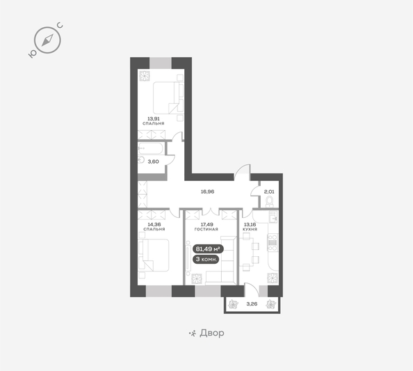 
  Продается 3-комн. квартира, 81.49 м², ЖК Октябрьский, дом 2
. Фото 6.