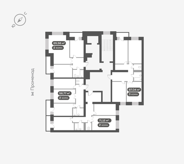 
  Продается 2-комн. квартира, 71.12 м², ЖК Октябрьский, дом 2
. Фото 5.