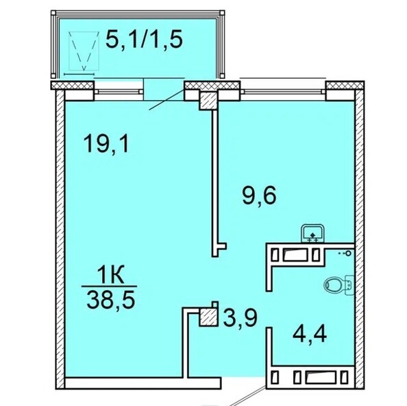 
  Продается 1-комн. квартира, 38.1 м², ЖК Зеленая высотка на Калинина
. Фото 1.