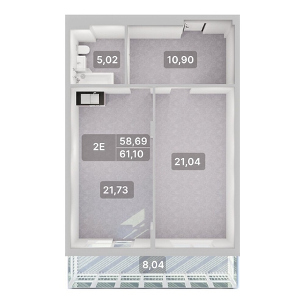 
  Продается 2-комн. квартира 61.1 м², в ЖК Аллея Парк, 1 этап. Фото 3.