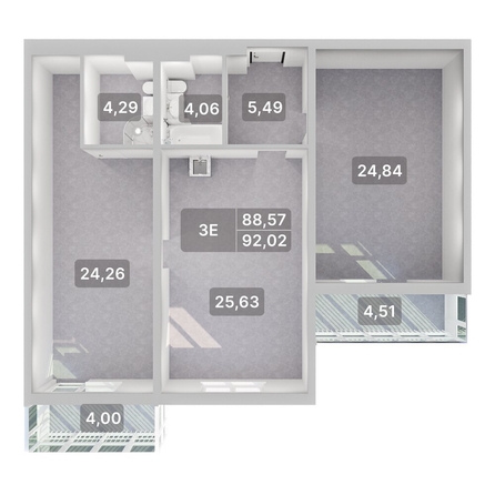 
  Продается 3-комн. квартира 92.02 м², в ЖК Аллея Парк, 2 этап. Фото 2.