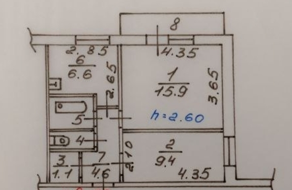 
  Продается 2-комн. квартира 42.4 м². Фото 1.