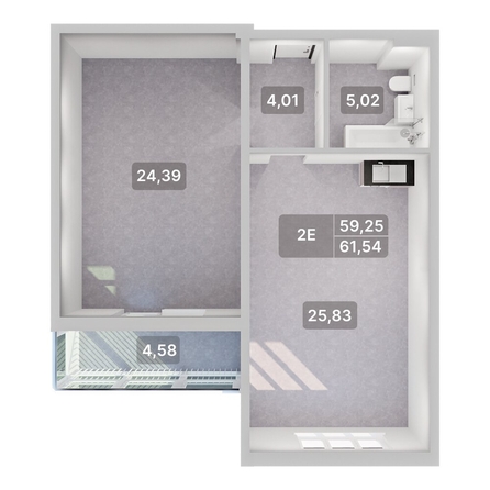 
  Продается 2-комн. квартира 61.54 м², в ЖК Аллея Парк, 1 этап. Фото 2.