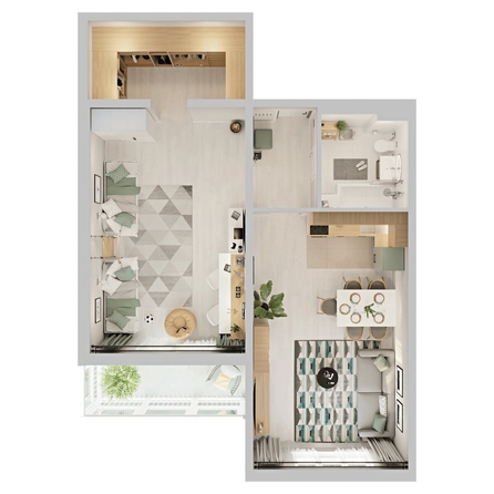 
  Продается 2-комн. квартира 69.65 м², в ЖК Аллея Парк, 3 этап. Фото 2.