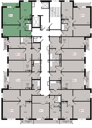
  Продается 2-комн. квартира 56.3 м², в ЖК КБС. Берег, дом 7 строение 2. Фото 1.