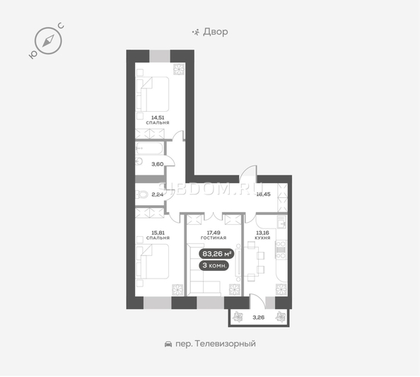 
  Продается 3-комн. квартира 83.26 м², в ЖК ОКТА, дом 2. Фото 1.