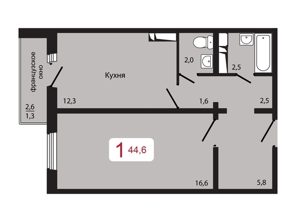 
  Продается 1-комн. квартира 44.6 м², в ЖК КБС. Берег, дом 5 строение 1. Фото 1.