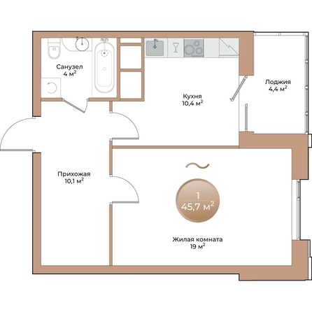 
  Продается 1-комн. квартира 45.7 м², в ЖК Небо над Енисеем. Фото 1.