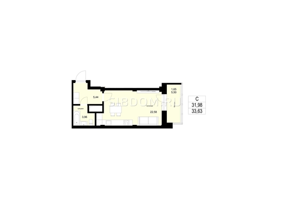 
  Продается студия 33.85 м². Фото 1.