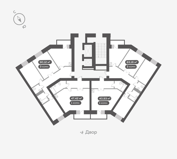 
  Продается 3-комн. квартира 90.12 м², в ЖК Вверх, дом 1. Фото 5.