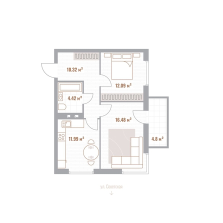 
  Продается 2-комн. квартира 56.7 м², в  Николаевские кварталы, Воскресенский. Фото 2.