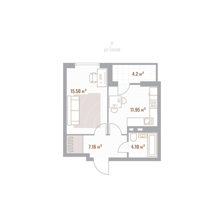 
  Продается 1-комн. квартира 40.81 м², в ЖК Николаевские кварталы. Фото 1.