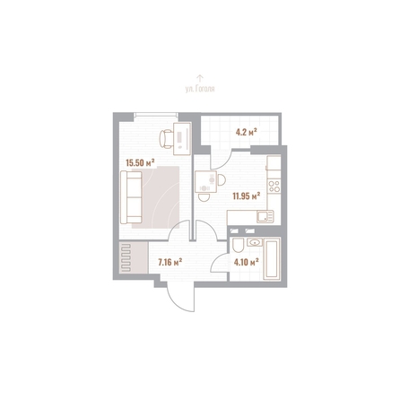 
  Продается 1-комн. квартира 40.81 м², в ЖК Николаевские кварталы. Фото 1.