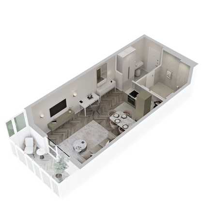 
  Продается студия 36.48 м², в ЖК Аллея Парк, 2 этап. Фото 3.
