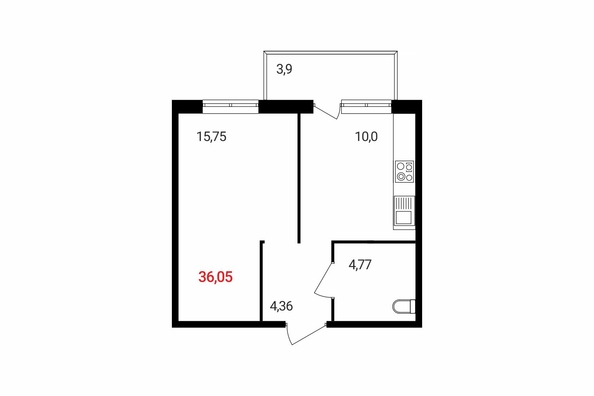 
  Продается 1-комн. квартира 36.29 м², в ЖК Аринский, дом 2 корпус 2. Фото 2.
