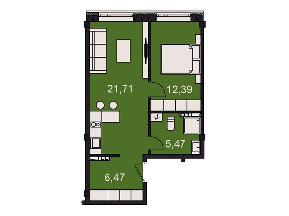 
  Продается 2-комнатный апартамент 46.04 м², в АК Сады. Фото 1.