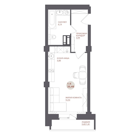 
  Продается студия 35.48 м², в ЖК Звезда. Фото 1.