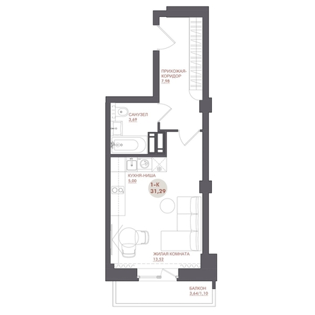 
  Продается студия 31.29 м², в ЖК Звезда. Фото 2.