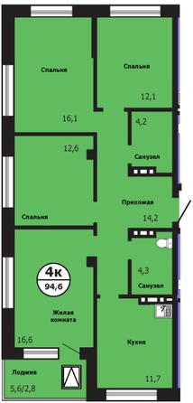 
  Продается 4-комн. квартира 94.3 м², в ЖК Тихие зори, дом Гранит корпус 1. Фото 1.