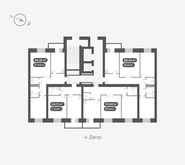 
  Продается 2-комн. квартира 66.15 м², в ЖК Вверх, дом 1. Фото 5.
