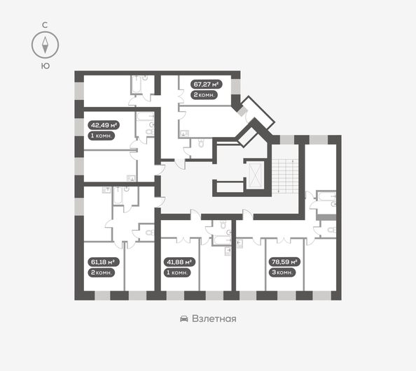 
  Продается 1-комн. квартира 41.88 м², в ЖК Вверх, дом 1. Фото 5.