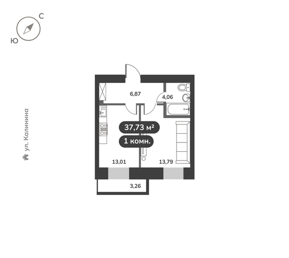 
  Продается 1-комн. квартира 37.73 м², в ЖК Времена, 1 этап. Фото 6.