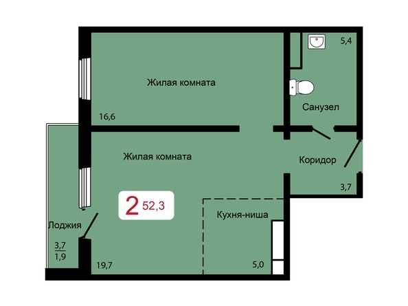 
  Продается 2-комн. квартира 52.3 м², в ЖК Мичурино, дом 2 стр 7. Фото 3.