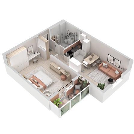 
  Продается 2-комн. квартира 61.73 м², в ЖК Аллея Парк, 1 этап. Фото 3.