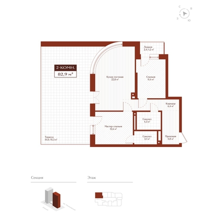 
  Продается 2-комн. квартира 66.4 м², в ЖК Дом на Ульяновском. Фото 1.