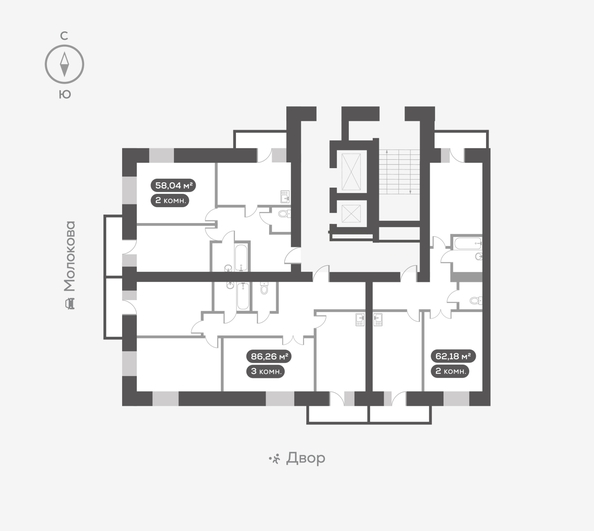 
  Продается 2-комн. квартира 58.04 м², в ЖК Вверх, дом 1. Фото 5.