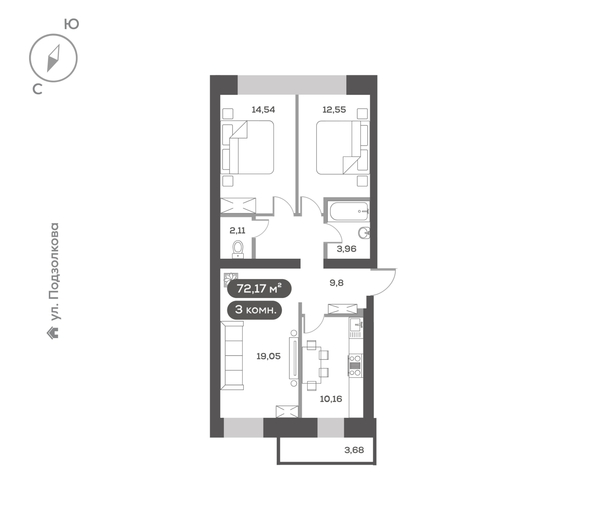 
  Продается 3-комн. квартира 72.07 м², в ЖК ДАО, дом 1. Фото 6.