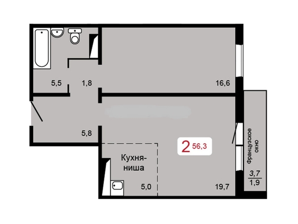 
  Продается 2-комн. квартира 56.3 м², в ЖК КБС. Берег, дом 5 строение 2. Фото 1.