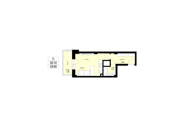 
  Продается студия 29.68 м². Фото 3.