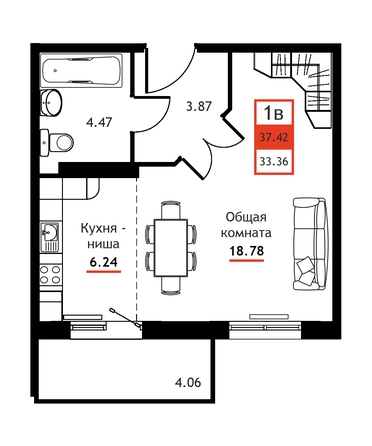 
  Продается 1-комн. квартира 37.42 м². Фото 1.