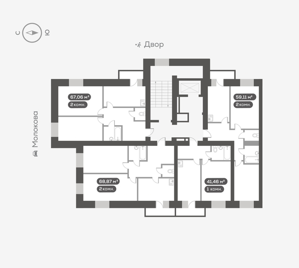 
  Продается 2-комн. квартира 68.87 м², в ЖК Вверх, дом 1. Фото 5.
